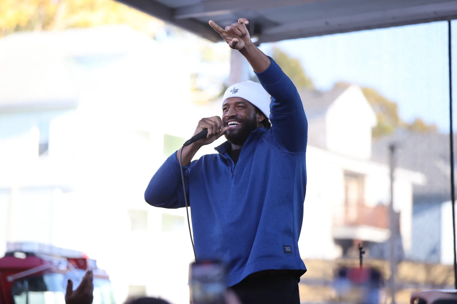 Deatrich Wise Jr. with the community at the Deatrich Wise Block Party